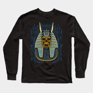 Egyptian Pharaoh skull gold Long Sleeve T-Shirt